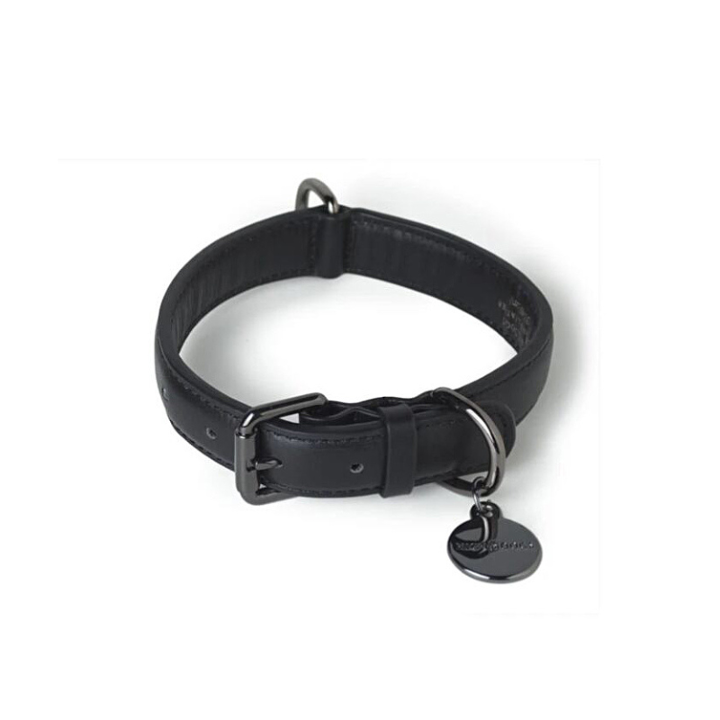 【High5dogs】Leather Collar with Tag レザー 首輪 本革 （Black/Brown）